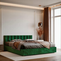 Tấm ốp trang trí đầu giường bọc vải Nhung màu xanh lá dày 3cm