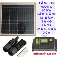 Tấm Pin Năng Lượng Mặt Trời Mono 100W SOYER TECH  Hiệu Suất Cao - Tặng ĐKS 30A Xanh + Jack MC4 Mẫu mới 100w 12bb