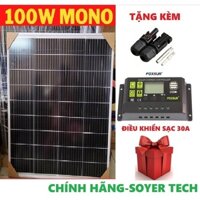 Tấm pin năng lượng mặt trời 100W mono HIỆU SUẤT CAO NHẤT Tặng Jack MC4 +Tặng điều khiển sạc 30A FOXURE  10BB-11BB