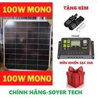 Tấm pin năng lượng mặt trời 100W mono HIỆU SUẤT CAO NHẤT Tặng Jack MC4 +Tặng điều khiển sạc 30A FOXURE  10BB-11BB