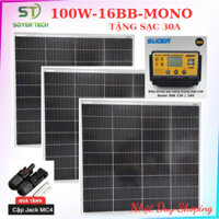 Tấm pin năng lượng mặt trời Mono 100W 16BB Tặng sạc 30A +Jack mc4 mẫu mới  2025- 765*720*30mm