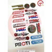 TẤM TEM BẰNG DECAL NỖI CHỮ MOTUL, HCR. CRG .... DÁN TRANG TRÍ XE