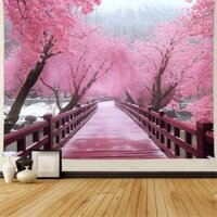 [Tấm thảm Polyester] Nhật Bản Tokyo Mount Fuji Hoa anh đào Trang trí tường ins Phong cảnh Bắc Âu Tấm thảm Phòng khách Phòng ngủ TV Nền tường Vải nền đơn giản Rèm treo không thủng bền Nghiên cứu Treo tường Vải treo tường Bố trí tường Ảnh Vải nền C