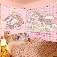 Tấm thảm treo tường Mikko Phim hoạt hình dễ thương cho bé gái màu hồng- Tấm thảm cho phòng ngủ Phòng khách - Tấm thảm treo tường Trang trí nội thất Gói cài đặt miễn phí có đèn Led Tùy chọn Nhiều Siz