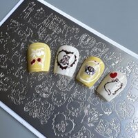 Tấm thép chuyển móng tay mèo con dễ thương Tấm in hình gấu 12.25