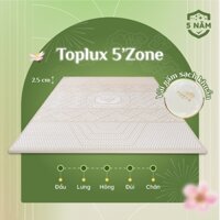 Tấm trải đệm, Topper đệm cao su thiên nhiên TOPLUX 5’ZONE - Dày 2,5cm, mềm mại, êm ái, độ đàn hồi cao
