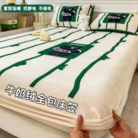 Tấm trải giường nhung sữa lớn sang trọng, tấm trải giường mùa đông, tấm bảo vệ nệm, tấm trải giường flannel lông cừu san hô 10NX