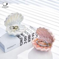 Tấm trang sức vỏ UTENEW, Tấm lưu trữ trang sức nhỏ Ins, Thủ công đơn giản Khăn bông tai độc đáo Khay trưng bày đồ lặt vặt