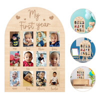 Tấm trưng bày ảnh năm đầu tiên của tôi Tấm gỗ Khung ảnh năm đầu tiên cho bé Bảng cột mốc 12 tháng Khung ảnh cho bé 1st Trang trí nhà trẻ cho bé trai bé gái Quà tặng lưu niệm cho bé