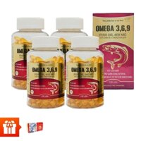 TẦM XUÂN - Combo 4 hộp TPBVSK Omega 369 Fish oil  600MG(100 viên/hộp) + 1 hộp sâm đông trùng Ginseng Extract Gold 60 viên