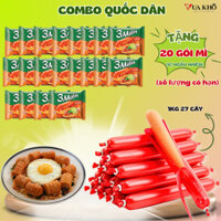 [Tặn 20 Gói Mì]  1KG Xúc xích (35gr/cây) TẶNG 20 GÓI MÌ 3 MIỀN. Xúc xích mềm thơm, mì sợi dai dậm đà