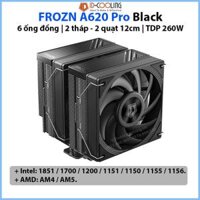 Tản nhiệt chip CPU ID-Cooling Frozn A620 Pro Black, TDP 260W, 6 ống đồng, 2 tháp - 2 quạt 12cm.