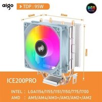 Tản Nhiệt Khí Aigo ICE200 PRO White - Fan 9cm Led RGB-2 ống đồng Socket Intel 1700/775/1150/1151/1155/1156/1200/1366 Mới