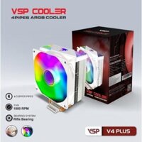 Tản nhiệt khí CPU 4 ống đồng VSP Cooler V4 Plus 1 fan 12cm RGB White (115x/1200/1366/1700/AM3/AM4/AM5)