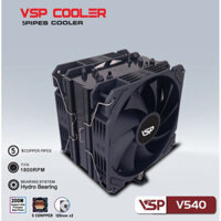 Tản nhiệt khí CPU 5 ống đồng VSP Cooler V540 2 fan 12cm Black (115x/1200/1366/1700/AM3/AM4/AM5)