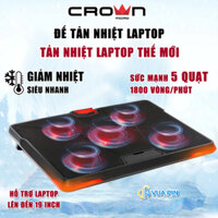 Tản Nhiệt Laptop Gaming Crown CM130 Đế tản nhiệt 5 Quạt Giá Đỡ Laptop 19 Inch Làm Mát Nhanh Chống Ồn