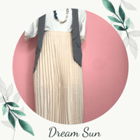 [Tặng 01 chiếc vòng tay] Chân váy đẹp cạp chun họa tiết xếp ly màu be dream sun shop giúp nàng tạo dựng phong cách