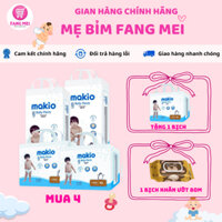 [Tặng 1 Bịch] Combo 4 Tã Bỉm Dán/Quần MAKIO công nghệ Nhật Bản, PH <7 ngừa hăm