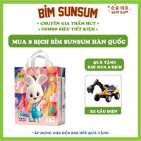 (tặng 1 cẩu điện) Combo 8 bịch tã Bỉm Sunsum Hàn Quốc Cao Cấp size dán/quần S/M/L/XL/XXL
