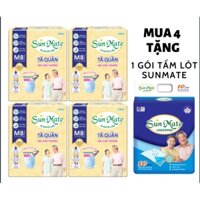 [Tặng 1 gói Tấm lót SunMate] Combo 4 gói Tã quần người lớn Sunmate Siêu khô thoáng size M8 - L7