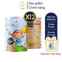 [Tặng 1 Hộp Sữa Miwako 400g] Thùng 12 Hộp Sữa Hạt Miwako Cho Bé, Hộp 400g Vị Gạo Nhập Khẩu Malaysia (4.8kg) - nutivegan