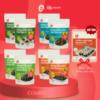 [Tặng 1 lá kim cuốn cơm] Combo 8 rong biển giòn trộn 4 vị O'food 40g( trộn gia vị, khô gà, hải sản, óc chó - hạnh nhân)