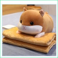 (Tặng 1 móc dán chịu lực)Bộ chăn gối văn phòng chuột Hamster, Heo xinh. Gấu bông đẹp