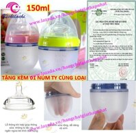 [Tặng 1 núm ty cùng loại] Bình sữa silicone cao cấp KICHILACHI 150ML [Màu Xanh Hồng] [Tốt và rẻ so với: Pigeon Avent Medela Wesser Dr Brown Comotomo Agi Playtex Spectra Unimom Upass GB Baby Chuchu Chicco Nuk Canpol Pur] (Hot)