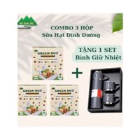 [Tặng 1 Set bình giữ nhiệt] Combo 3 Hộp Sữa Hạt GREEN NUT AO VUA, Sữa Dinh Dưỡng Hạt Và Tảo Xoắn Không Đường