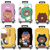 (Tặng 1 thẻ tên vali) Áo bọc vali GẤU BROWN- Túi trùm vali - Vải thun dày co giãn 4 chiều