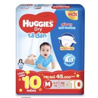 ☊{Tặng 10 miếng} Bỉm - Tã dán Huggies size M76+10=86 miếng (Cho bé 6 11kg) MẪU MỚI BỌC KÉN CON TẰM