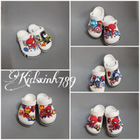 (Tặng 10 Sticker)Dép Sục Crocs Baya Màu Trắng+Mix Sticker Cho Bé Trai. Hàng Cao Cấp. Nhựa Không Mùi. Chất Mềm.