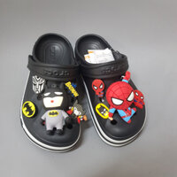 (Tặng 10 Sticker)Dép Sục Crocs Baya Màu Đen+Mix Sticker Cho Bé Trai. Hàng Cao Cấp. Nhựa Không Mùi. Chất Mềm. Êm Châ