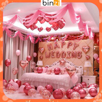 [Tặng 100 cánh hoa hồng trải giường cưới] Set Bong Bóng Trang Trí Phòng Cưới, Tân Hôn, Tiệc Cưới Hỏi, Tỏ Tình Đủ Đồ
