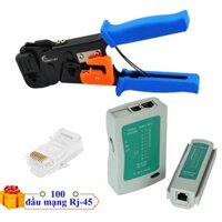 [Tặng 100 đầu mạng RJ-45] Bộ kìm bấm mạng Sunkit và hộp test cable mạng chất lượng cao