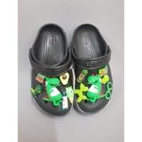 (Tặng 12 Sticker) Dép Sục Crocs Baya Cho Bé Trai Màu Đen+ Sticker Víp. Sản Phẩm Cao Cấp, Nhựa Không Mùi