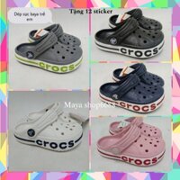 (Tặng 12 Sticker) Dép Sục Crocs Baya Cho Bé Trai Gái . Sản Phẩm Cao Cấp, Nhựa Không Mùi . Trống Trơn Trượt.