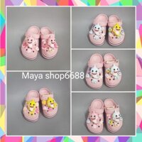 (Tặng 12 Sticker) Dép Sục Crocs Baya Cho Bé Trai Gái Màu Hồng Cá Bayby Shark Sản Phẩm Cao Cấp, Nhựa Không Mùi .