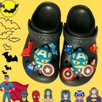 (Tặng 12 sticker) Dép Sục Crocs Classic Đen Cho Bé Trai+Cáp Khiên. Sản Phẩm Cao Cấp, Nhựa Không Mùi . Trống Trơn Trượt.