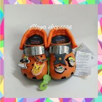 (Tặng 12 Sticker – Hàng Loại 1)Dép Sục Croc Naturo Màu Cam Cho Bé Trai Trẻ Em Hàng Xuất Cao Cấp. Nhựa Không Mùi. Chấ