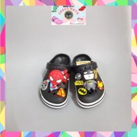 (Tặng 12 Sticker)Dép Sục Crocs Baya Cho Bé Trai Màu Đen+ Sticker Víp.Sản Phẩm Cao Cấp, Nhựa Không Mùi, Trống Trơn Trượt.