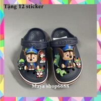 (Tặng 12 sticker)Dép Sục Crocs Baya Xanh Than+ Sticker Cho Bé Trai . Sản Phẩm Cao Cấp, Nhựa Không Mùi . Trống Trơn Trượt