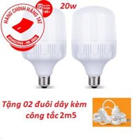 [Tặng 2 Dây 2m5] Combo 2 Bóng Đèn Led 20W TAT Cao Cấp Khải Ân, Siêu Sáng, Tiết Kiệm Điện, Bộ 2 Bóng Điện Led 20W