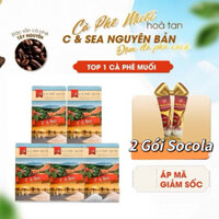 Tặng 2 Gói Socola Combo 5 Hộp 50 Gói Cà Phê muối hòa tan C & Sea Le Plateau hộp giấy 160g (10 stick 16g)