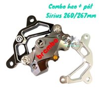 TẶNG 2 ỐC, Combo Heo Dầu Trước Brcmbe 2piston đối xứng, Kèm Pát CNC 2LINE & ANOT TRẮNG gắn SIRIUS đĩa 260/267mm