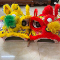 (Tặng 2 pin) Đầu Lân sư tử VÂN GẤM cao cấp,nghệ nhân bồi tay thủ công,có đen leb,trang trí Trung Thu