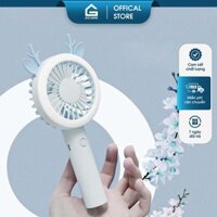 [Tặng 4 tai rời] Quạt mini cầm tay quạt tích điện để bàn dùng sạc USB có 3 chế độ gió cùng 2 mức sáng đèn