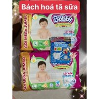 (Tặng 5 cái khẩu trang em bé và 16 miếng) Combo 2 tã/bỉm quần Bobby L 96 + 8 miếng Mega jumbo gạo non giảm nhiệt