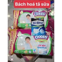 (Tặng 5 cái khẩu trang em bé và 16 miếng) Combo 2 Tã/bỉm quần Bobby XXL 76 + 8  Mega Jumbo