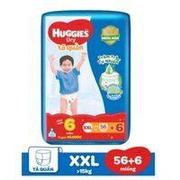 (Tặng 6 miếng) Tã Quần Huggies Dry Gói Cực Đại XXL56 (trên 14 kg)